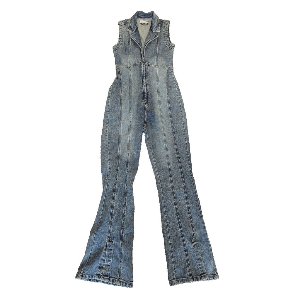 We The Free People Curvy Ring The Alarm NWT Wide Leg Denim Jumpsuit Blue Soho